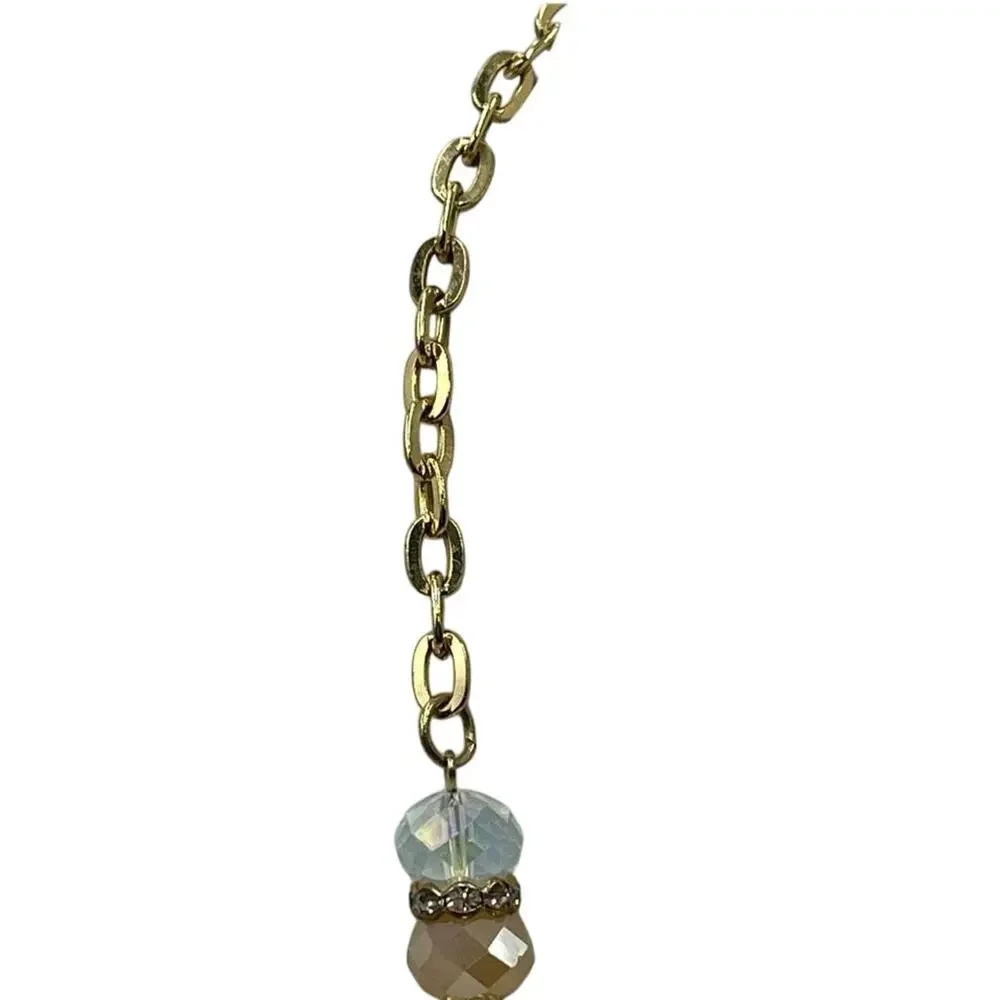 Natasha MultiStrand Layered Peach Opal White AB Beaded Statement Necklace‎